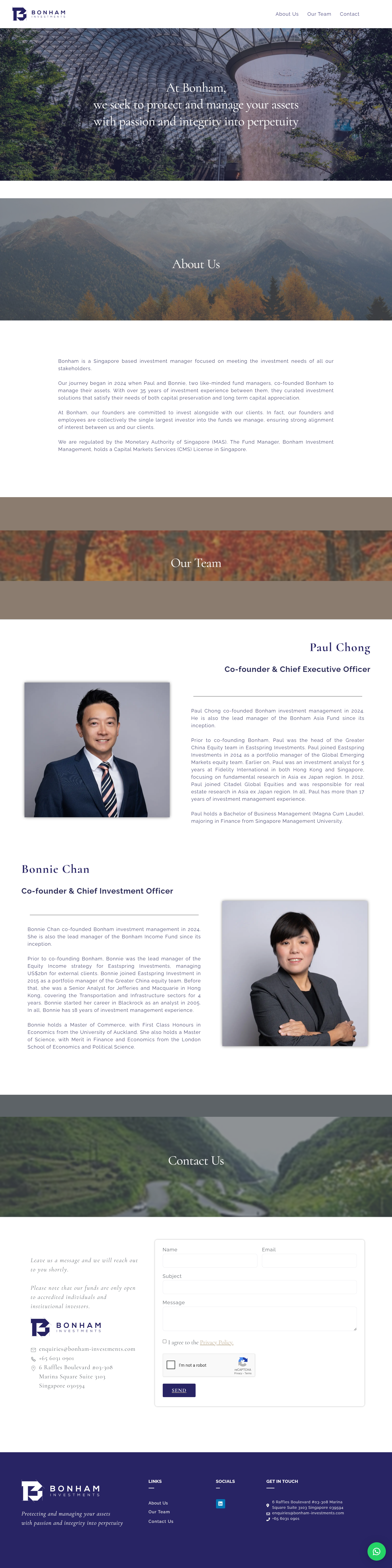 Bonham Investments Web Design