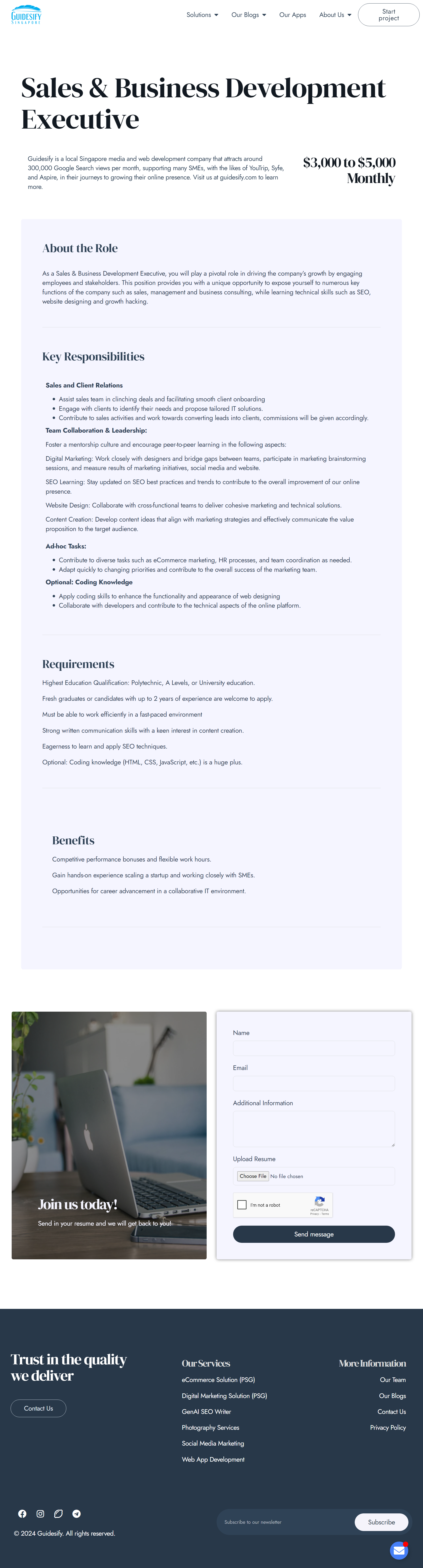 Guidesify-open-roles-sales-business-development-executive page